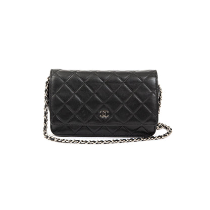 Chanel Black Lambskin Classic Wallet on Chain
