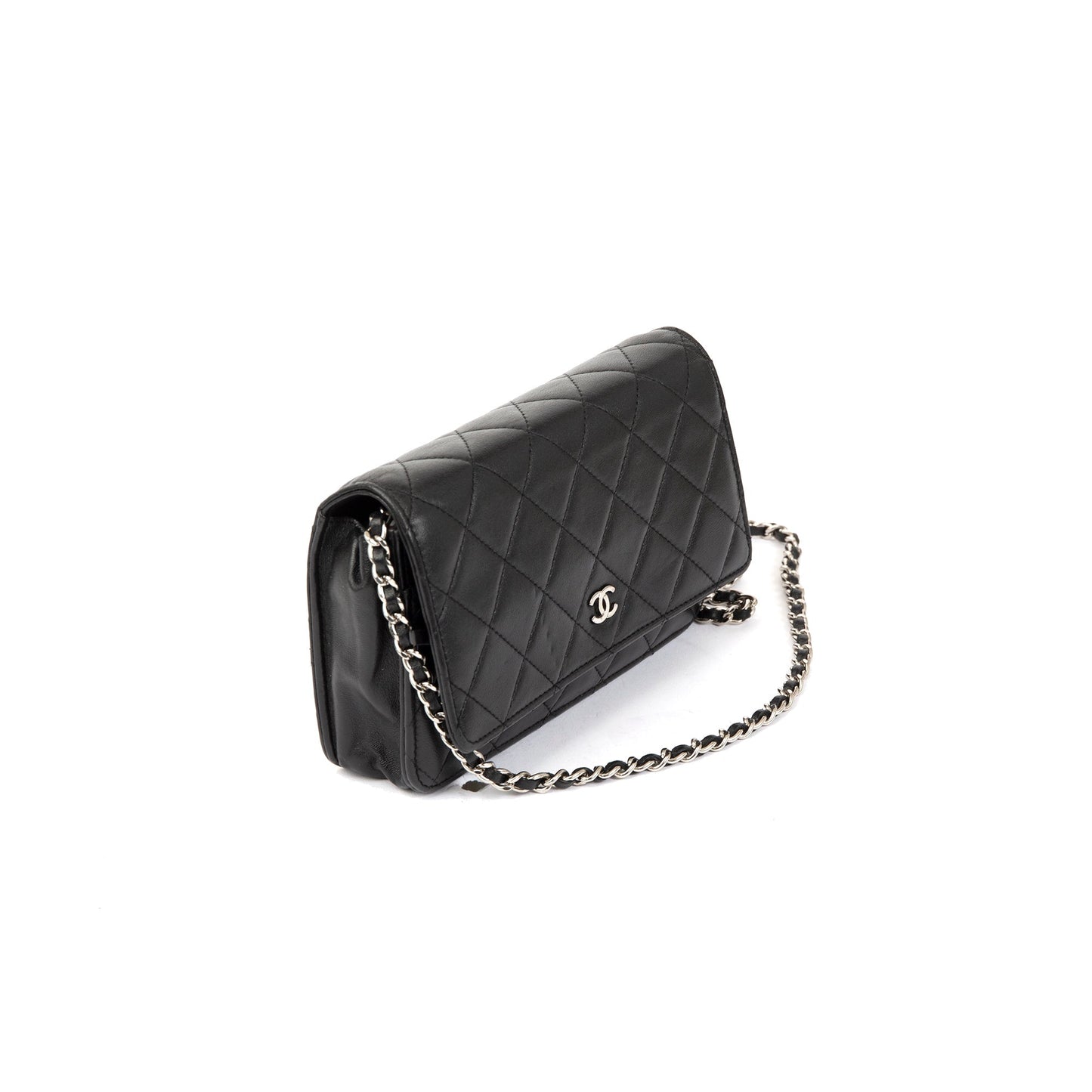 Chanel Black Lambskin Classic Wallet on Chain