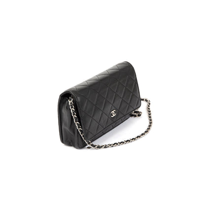 Chanel Black Lambskin Classic Wallet on Chain