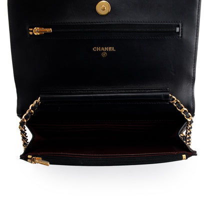 Chanel Black Lambskin Classic Wallet on Chain
