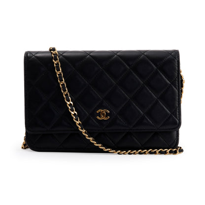 Chanel Black Lambskin Classic Wallet on Chain