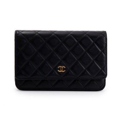 Chanel Black Lambskin Classic Wallet on Chain