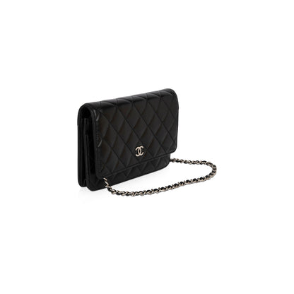 Chanel Black Lambskin Classic Wallet on Chain