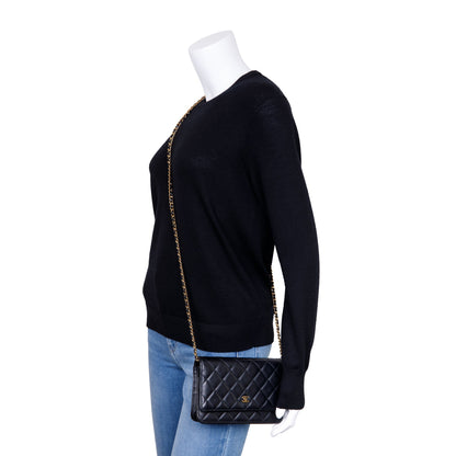 Chanel Black Lambskin Classic Wallet on Chain
