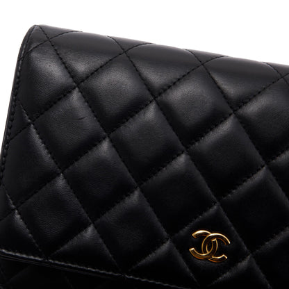 Chanel Black Lambskin Classic Wallet on Chain