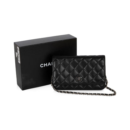 Chanel Black Lambskin Classic Wallet on Chain