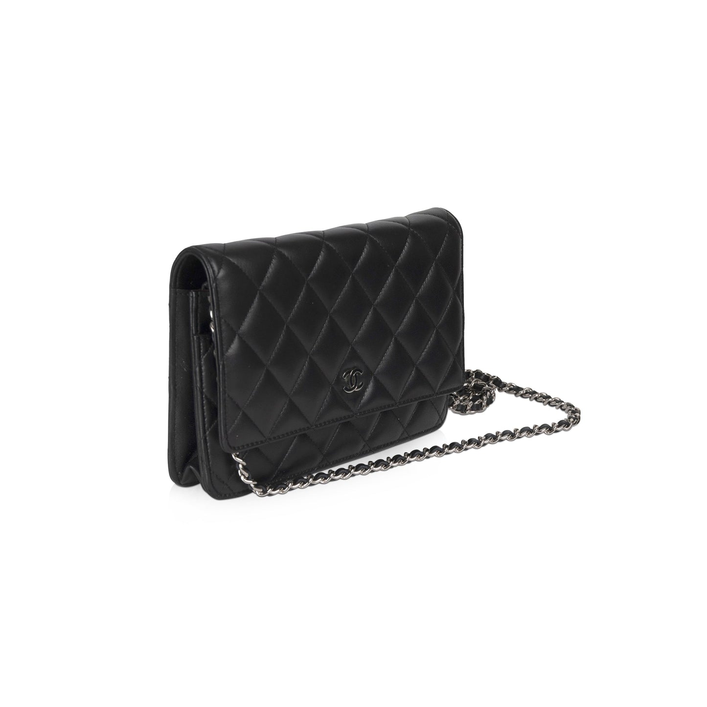 Chanel Black Lambskin Classic Wallet on Chain