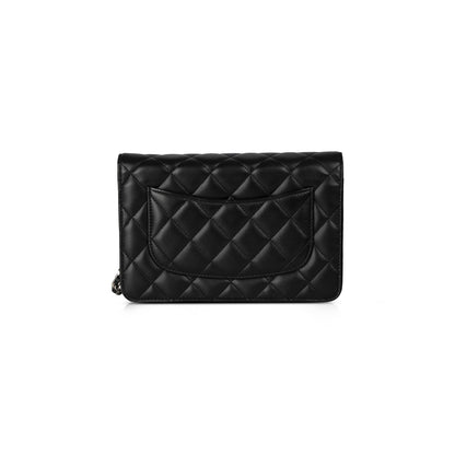 Chanel Black Lambskin Classic Wallet on Chain