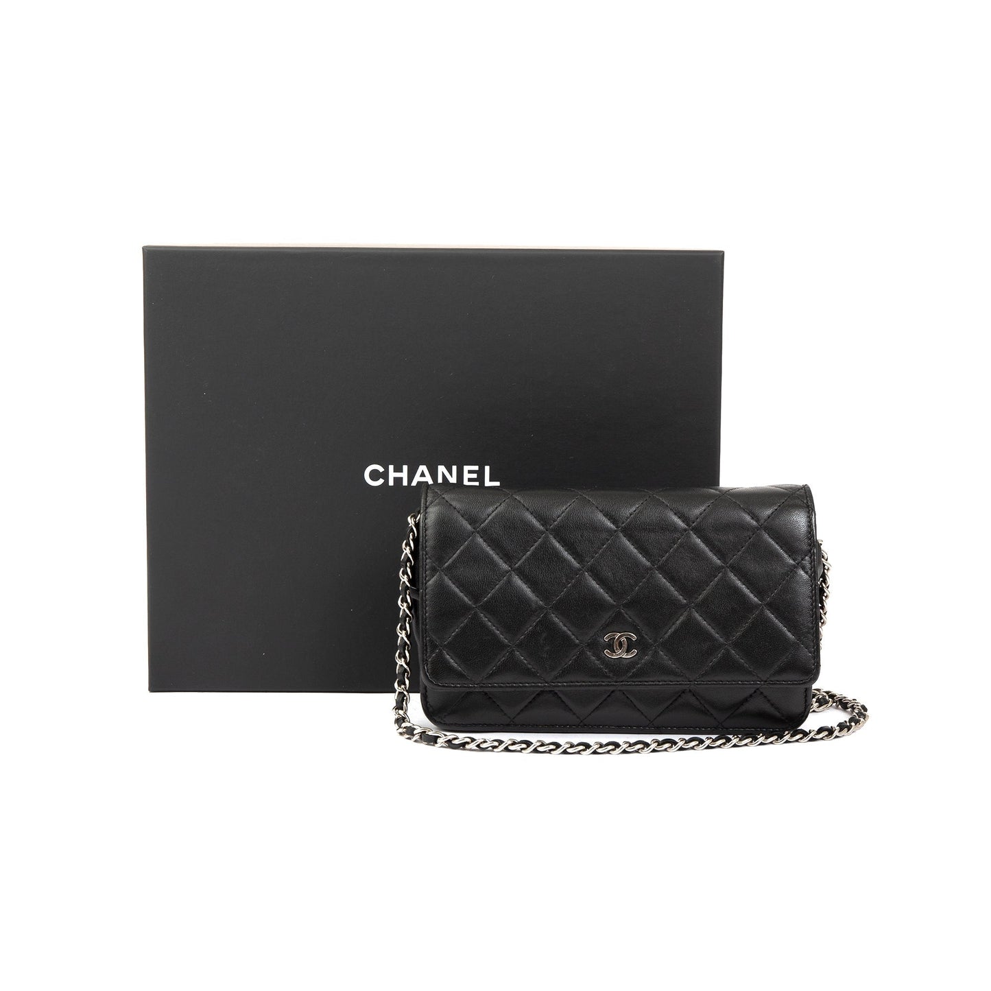 Chanel Black Lambskin Classic Wallet on Chain