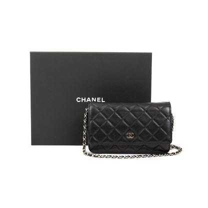 Chanel Black Lambskin Classic Wallet on Chain