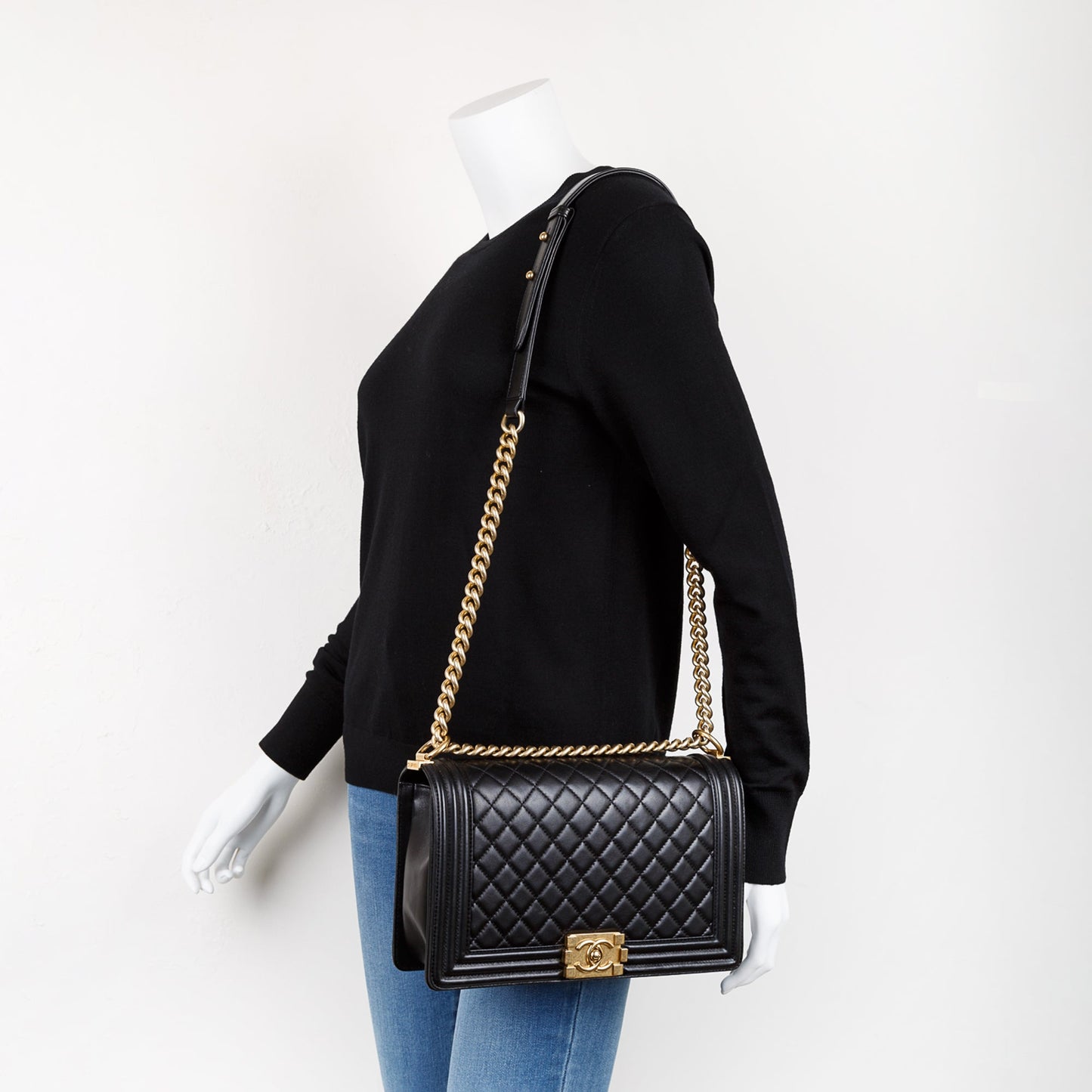 Chanel Black Lambskin Large Boy Bag