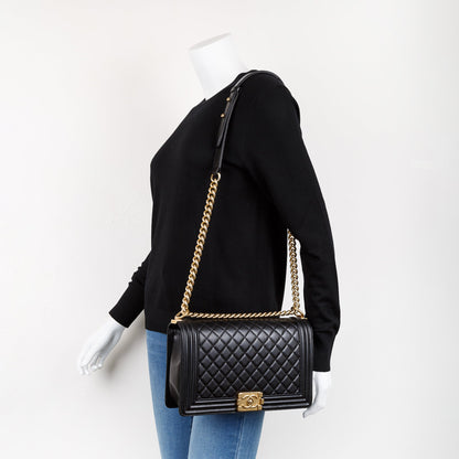 Chanel Black Lambskin Large Boy Bag
