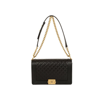 Chanel Black Lambskin Large Boy Bag