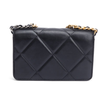 Chanel Black Lambskin Leather 19 Wallet On Chain