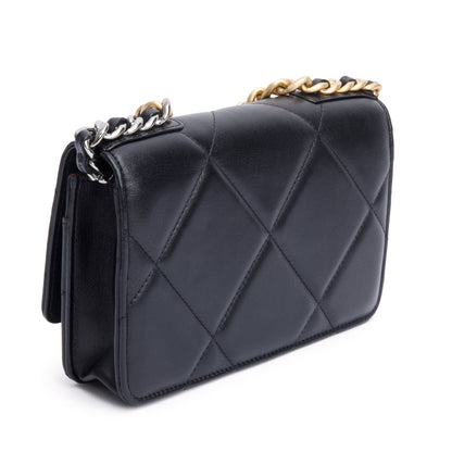 Chanel Black Lambskin Leather 19 Wallet On Chain