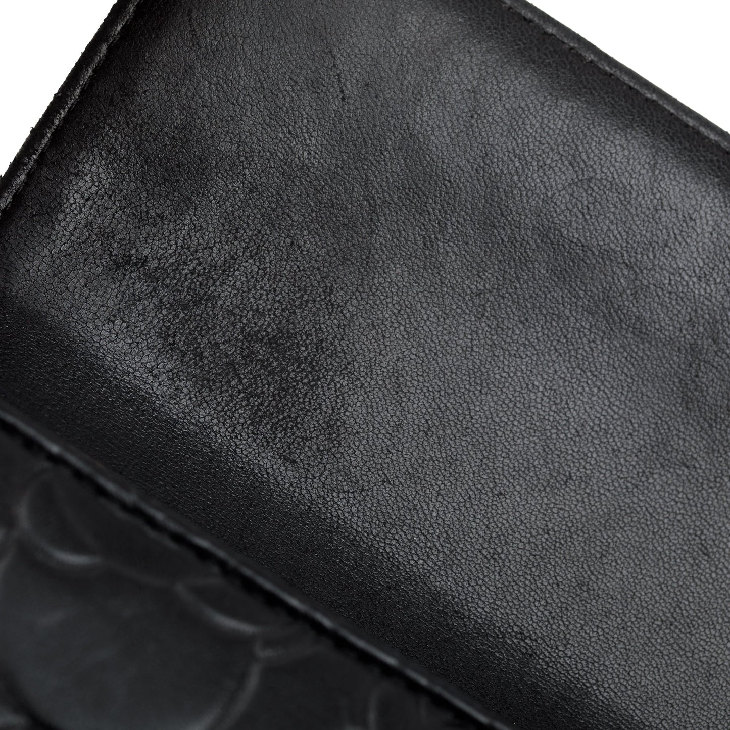 Chanel Black Lambskin Leather CC Logo Camellia Trifold Wallet