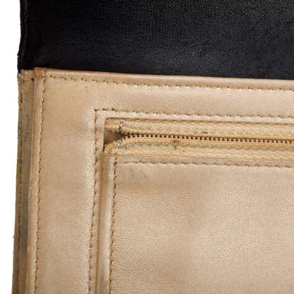 Chanel Black Lambskin Leather CC Logo Camellia Trifold Wallet