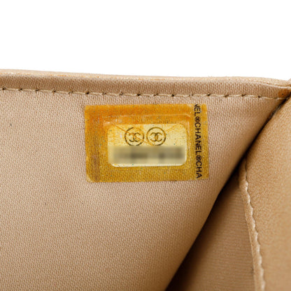 Chanel Black Lambskin Leather CC Logo Camellia Trifold Wallet