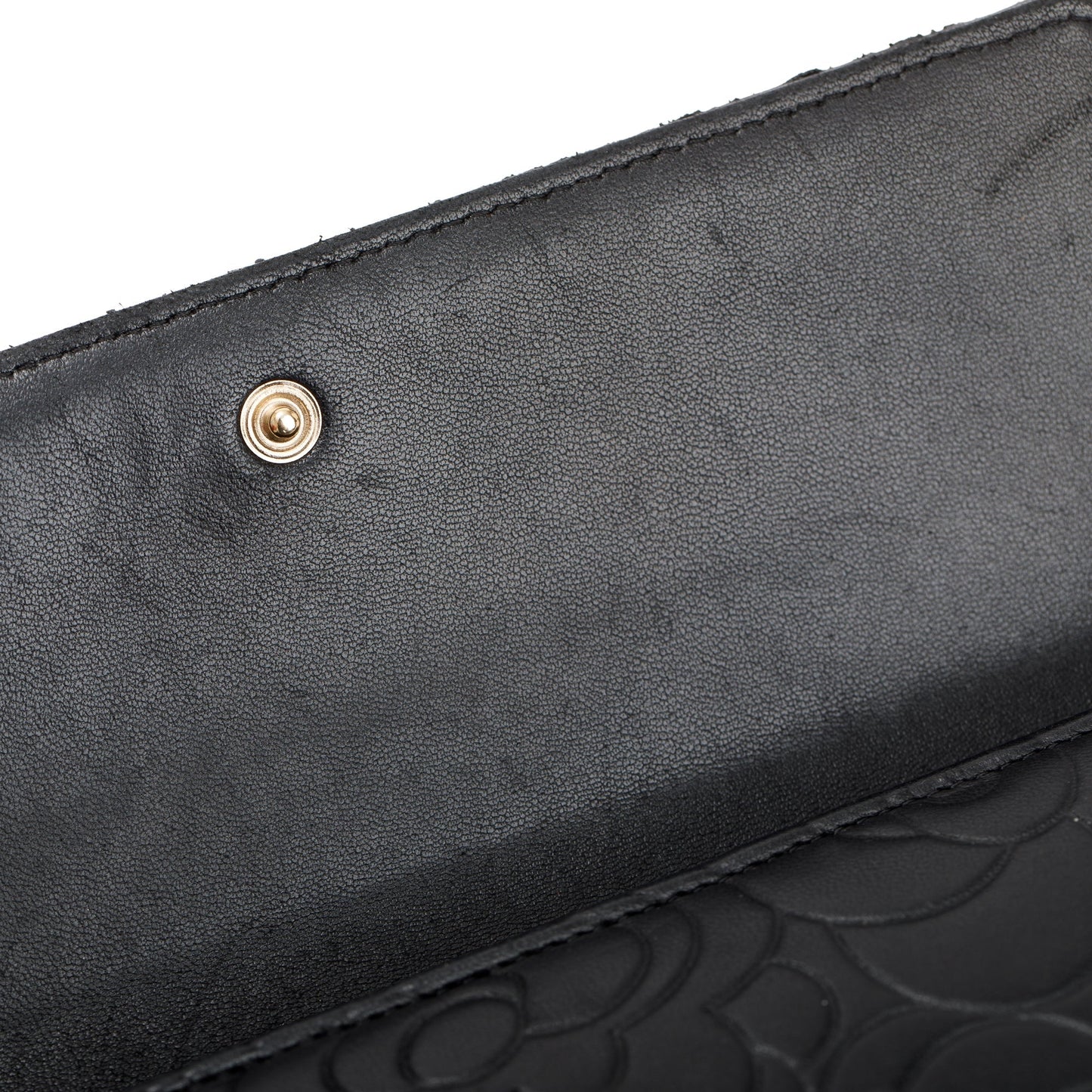 Chanel Black Lambskin Leather CC Logo Camellia Trifold Wallet
