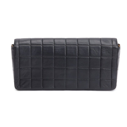 Chanel Black Lambskin Leather Chocolate Bar E/W Flap Bag