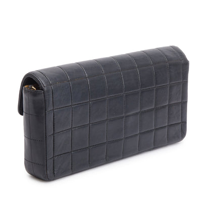 Chanel Black Lambskin Leather Chocolate Bar E/W Flap Bag