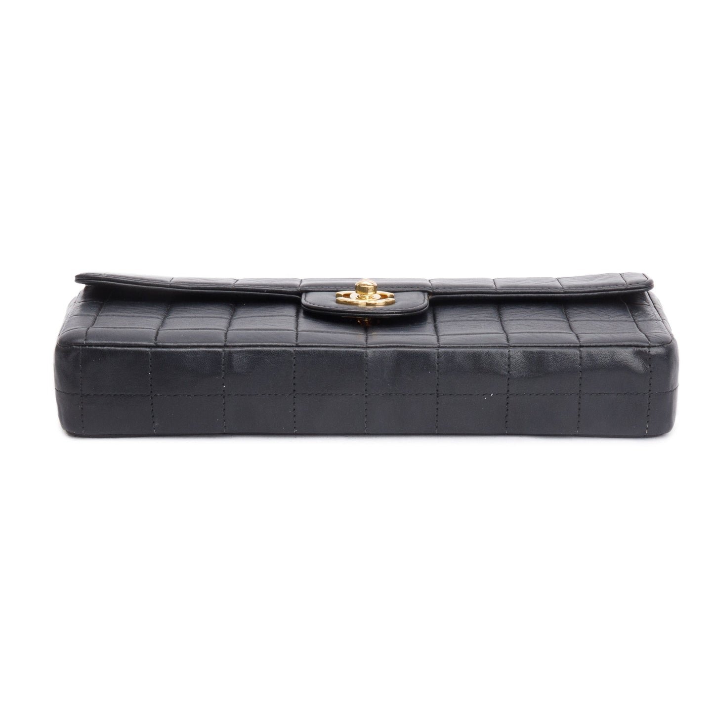 Chanel Black Lambskin Leather Chocolate Bar E/W Flap Bag