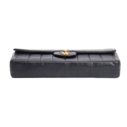 Chanel Black Lambskin Leather Chocolate Bar E/W Flap Bag