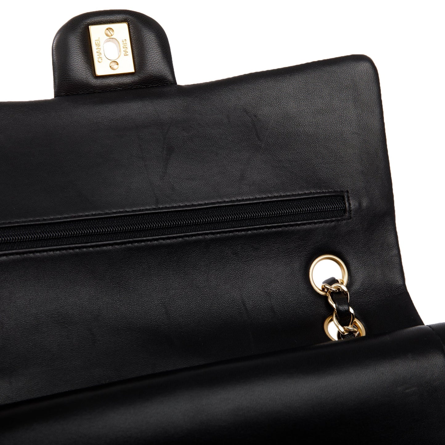 Chanel Black Lambskin Leather Classic Medium Double Flap Bag