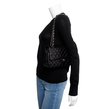 Chanel Black Lambskin Leather Classic Medium Double Flap Bag