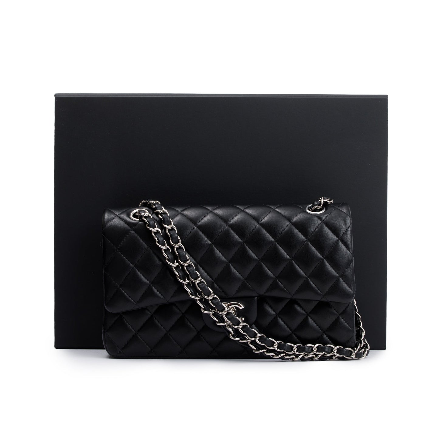 Chanel Black Lambskin Leather Classic Medium Double Flap Bag