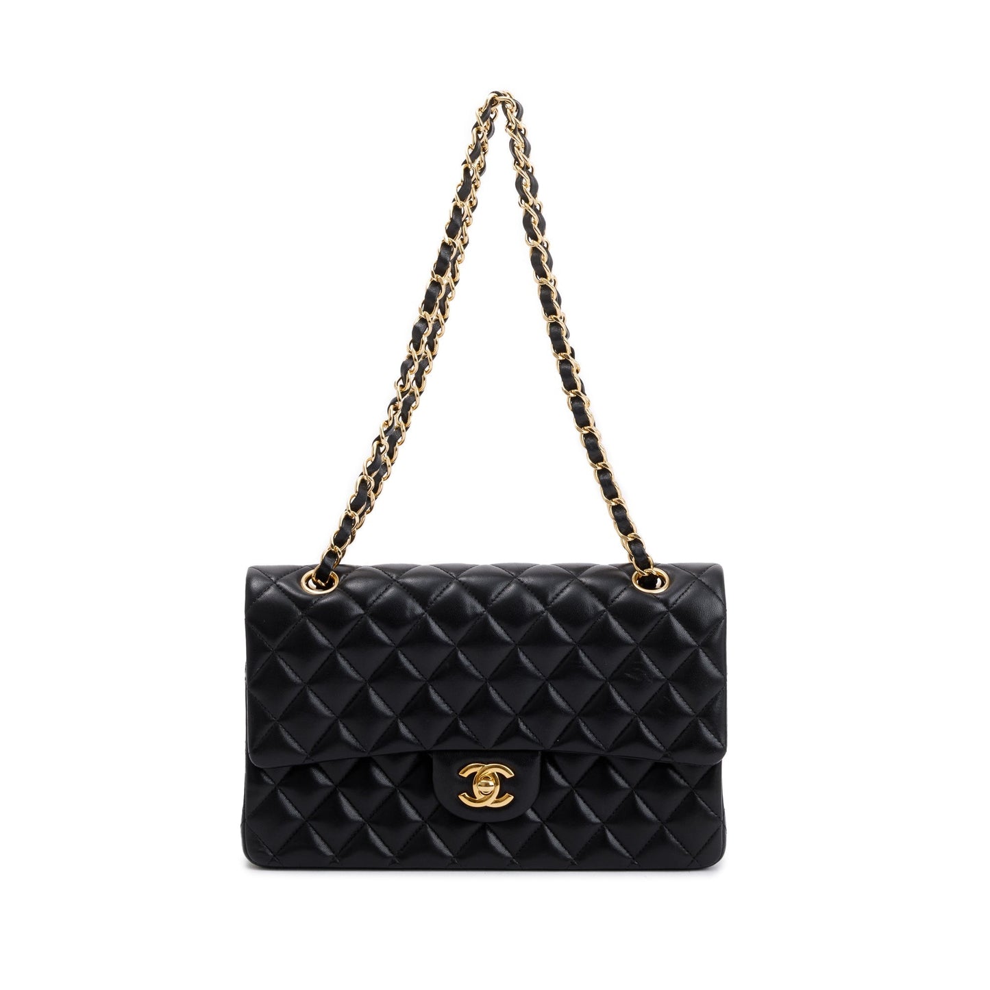 Chanel Black Lambskin Leather Classic Medium Double Flap Bag