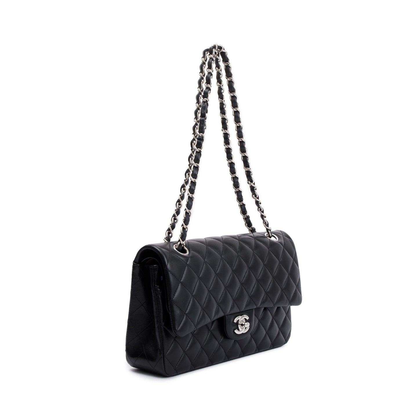 Chanel Black Lambskin Leather Classic Medium Double Flap Bag