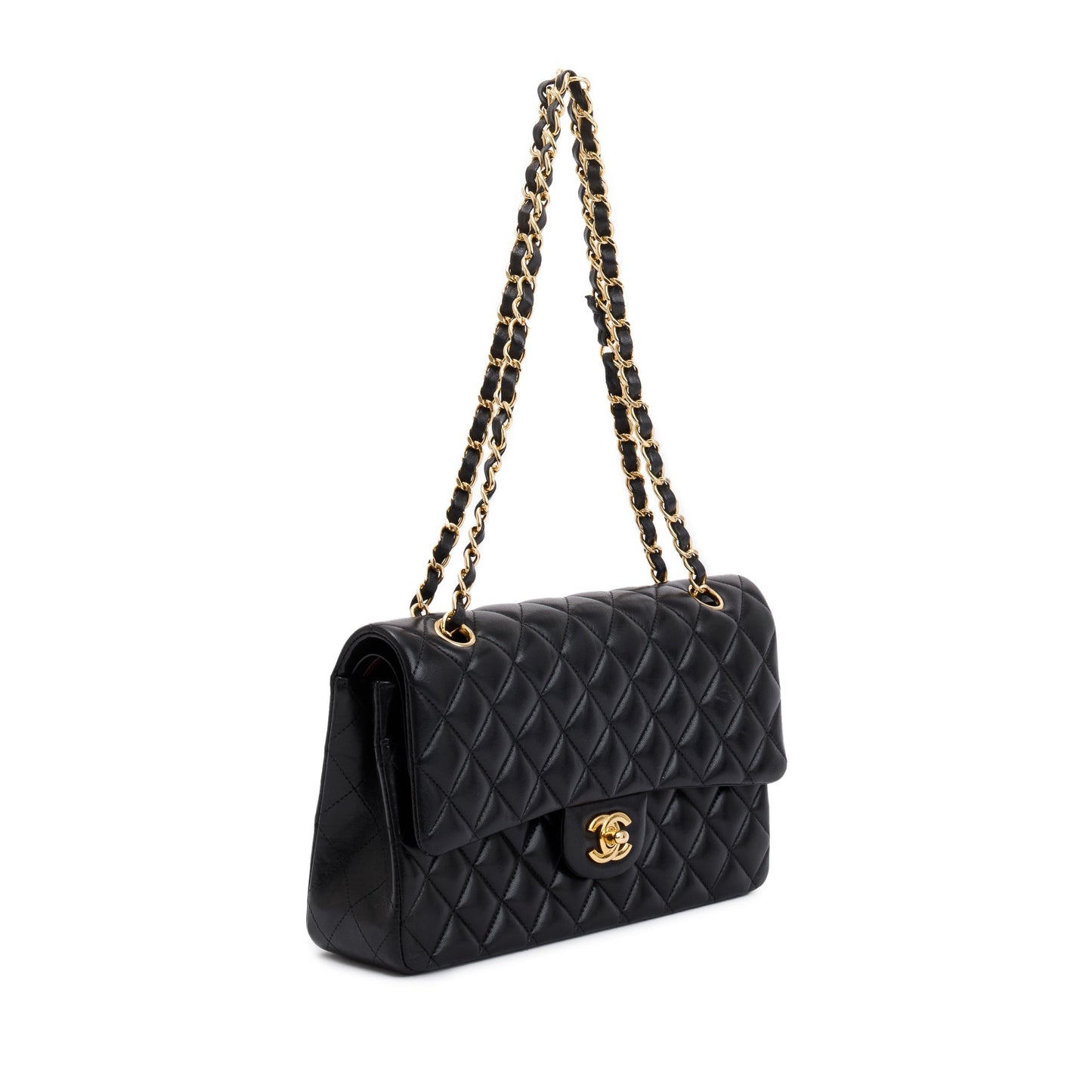 Chanel Black Lambskin Leather Classic Medium Double Flap Bag