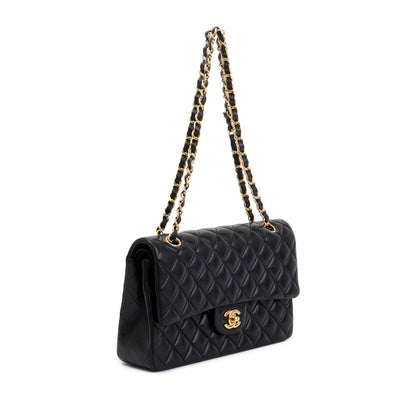 Chanel Black Lambskin Leather Classic Medium Double Flap Bag