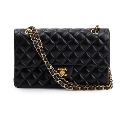Chanel Black Lambskin Leather Classic Medium Double Flap Bag