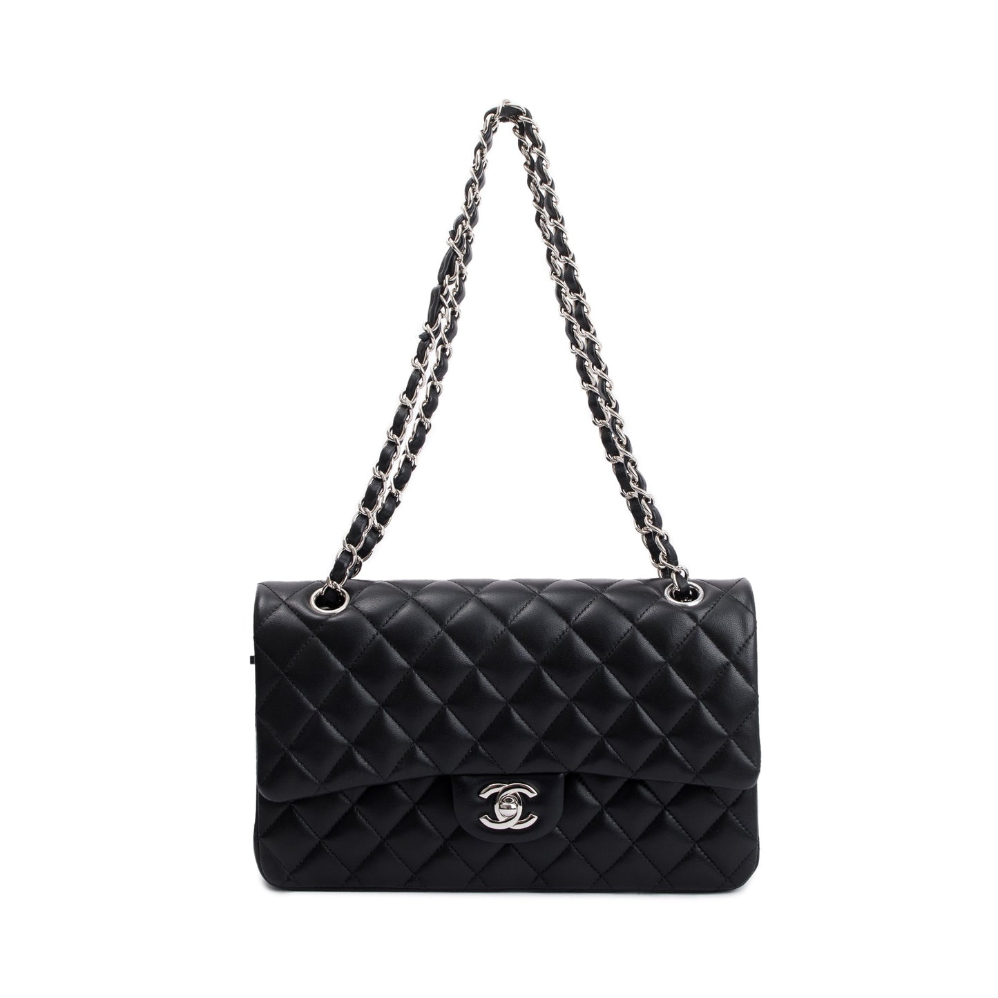 Chanel Black Lambskin Leather Classic Medium Double Flap Bag