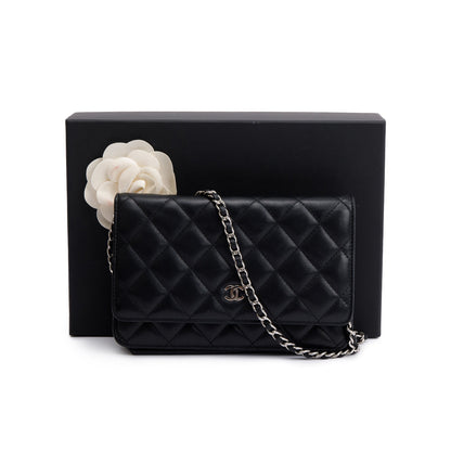 Chanel Black Lambskin Leather Classic Wallet on Chain