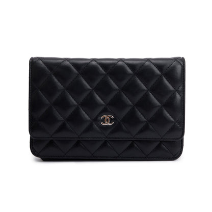 Chanel Black Lambskin Leather Classic Wallet on Chain