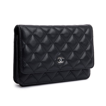 Chanel Black Lambskin Leather Classic Wallet on Chain