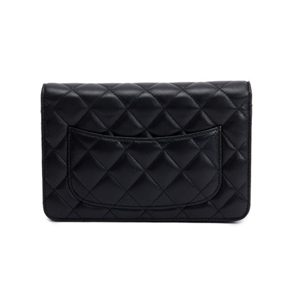 Chanel Black Lambskin Leather Classic Wallet on Chain