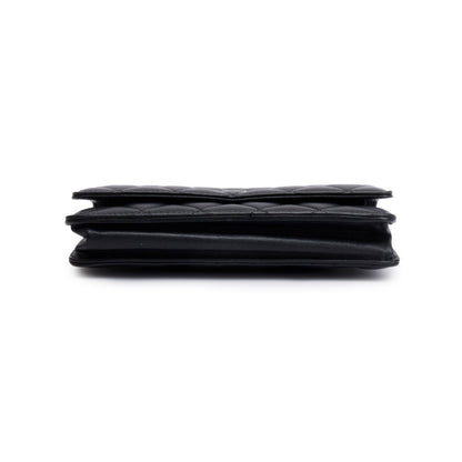 Chanel Black Lambskin Leather Classic Wallet on Chain