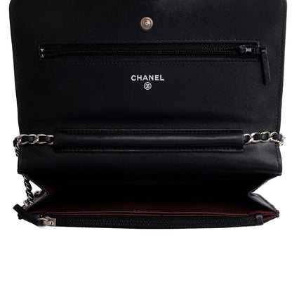 Chanel Black Lambskin Leather Classic Wallet on Chain