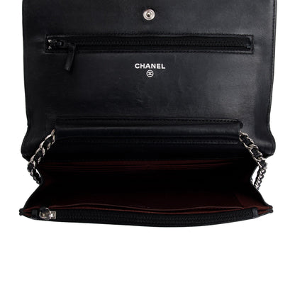 Chanel Black Lambskin Leather Classic Wallet on Chain