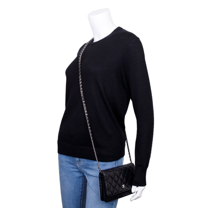 Chanel Black Lambskin Leather Classic Wallet on Chain