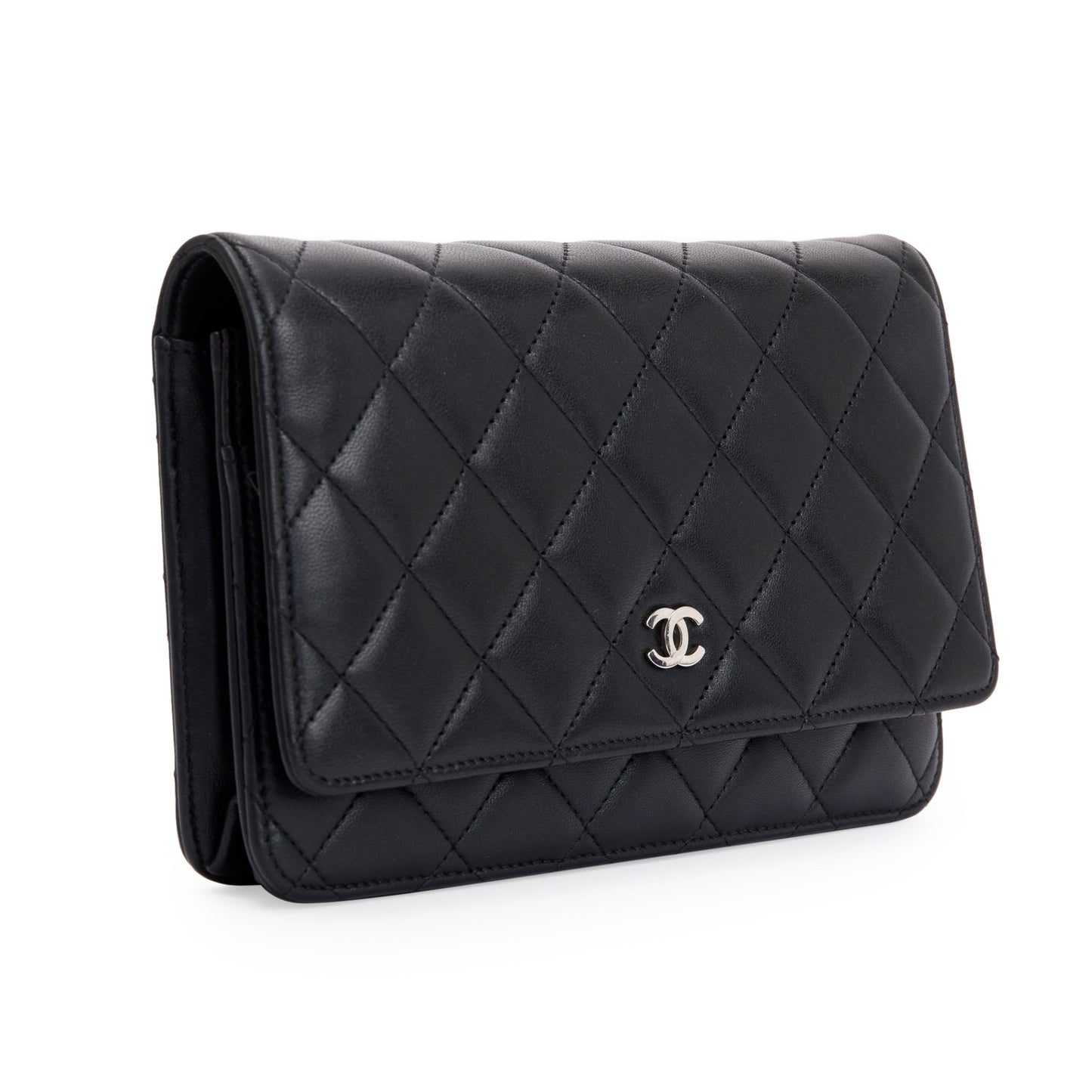 Chanel Black Lambskin Leather Classic Wallet on Chain
