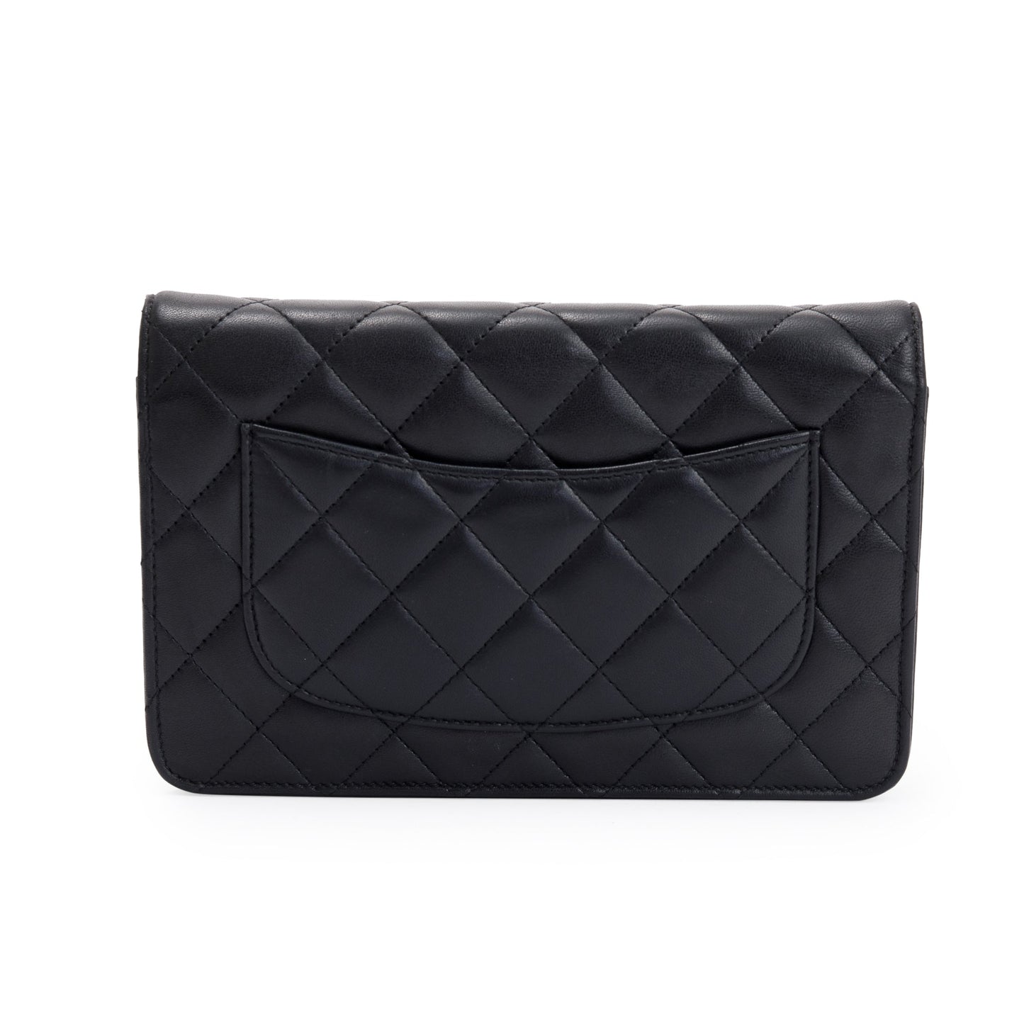Chanel Black Lambskin Leather Classic Wallet on Chain