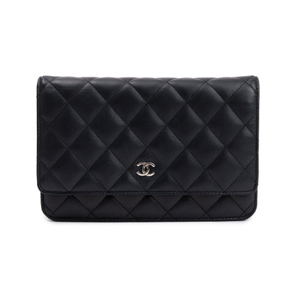 Chanel Black Lambskin Leather Classic Wallet on Chain