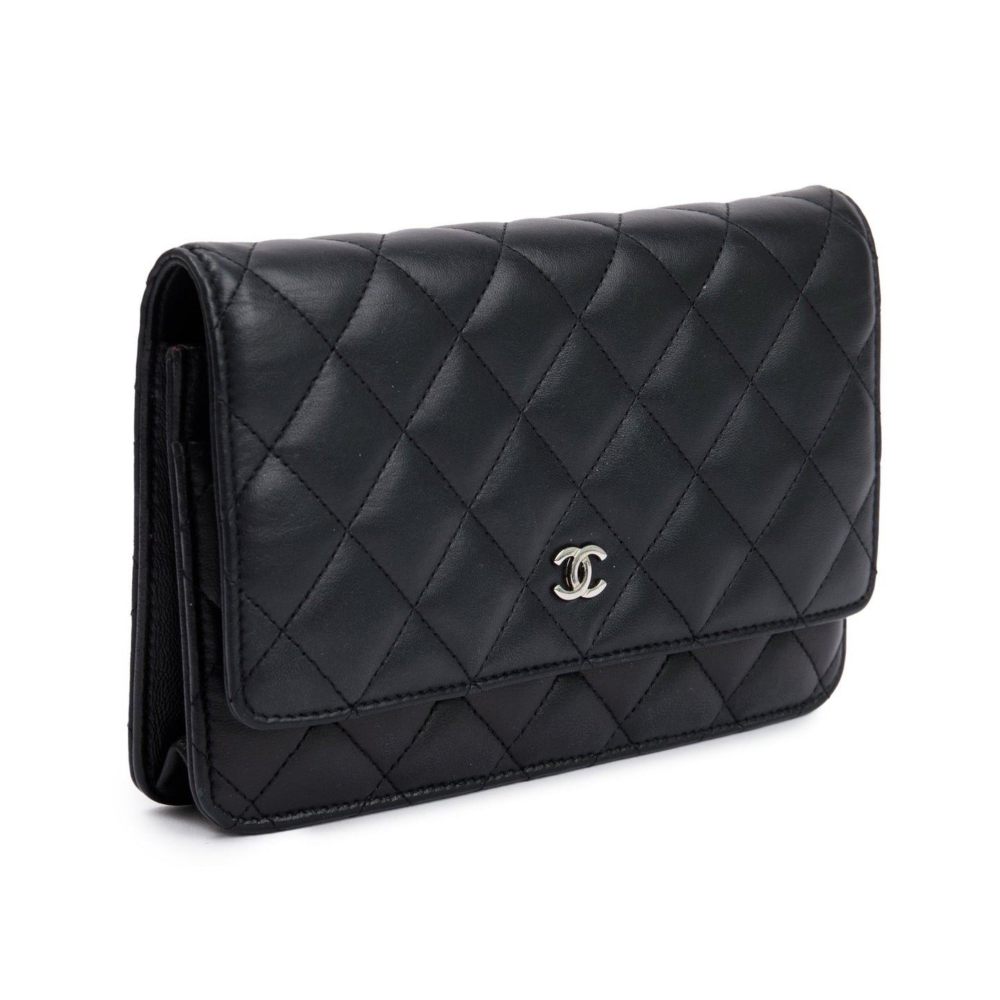 Chanel Black Lambskin Leather Classic Wallet on Chain