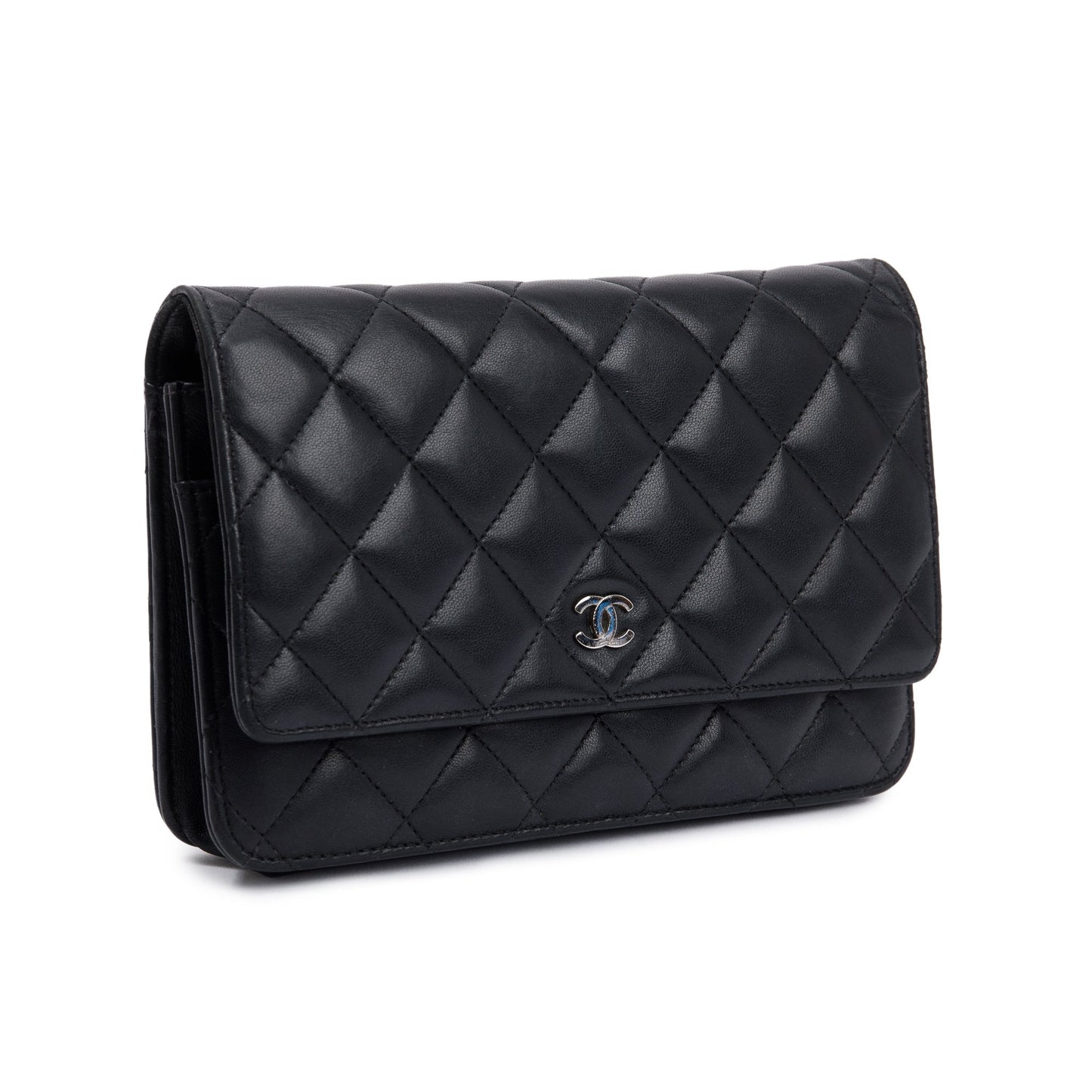 Chanel Black Lambskin Leather Classic Wallet on Chain