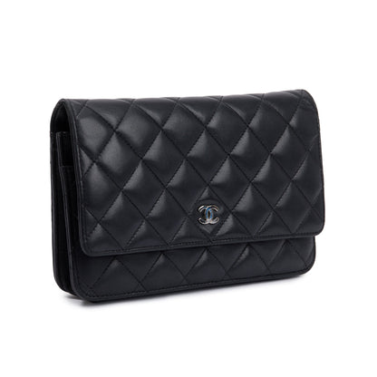 Chanel Black Lambskin Leather Classic Wallet on Chain
